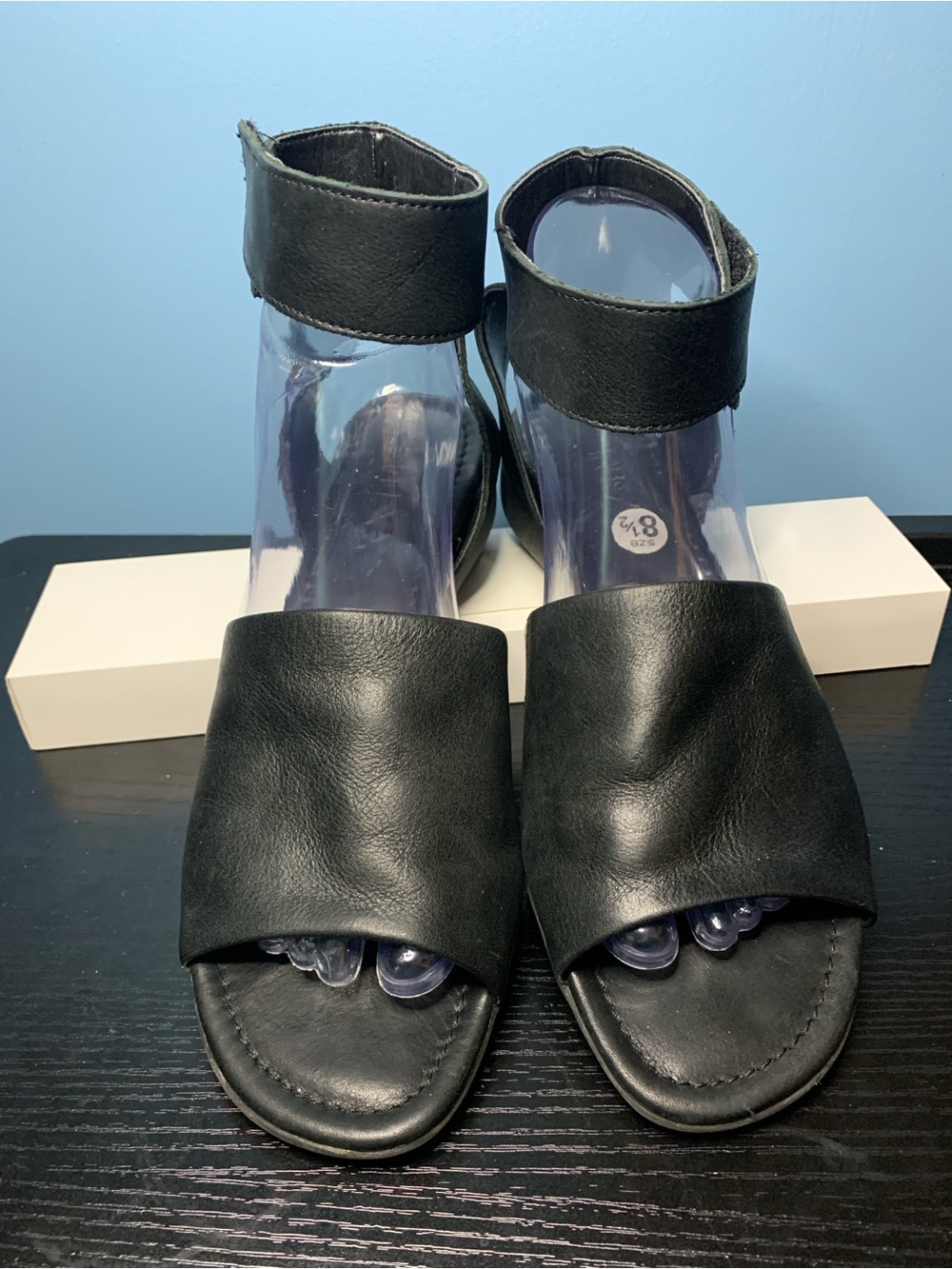 THE FLEXX Black Leather Ankle-Strap Open-Toe Sandals
